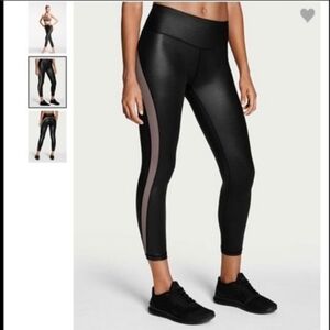 Victoria's Secret Sport Black Shine Knockout Side Stripe Leggings Small S